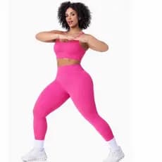 Conjunto Calça Top Anaruga Academia Cós Alto Com Forro Zero Transparência Bojo Removível Alça Fina