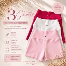 Kit 3 Shorts Academia Feminino Cós Alto Com Forro Zero Transparência