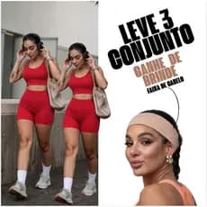Kit 3 Conjunto +Brinde  Fitness Anarruga Shorts Forrado +Top Nadador com bojo  Zero Transparência