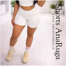 Shorts Academia Anarruga Feminino Cós Alto Zero Transparência Com Forro