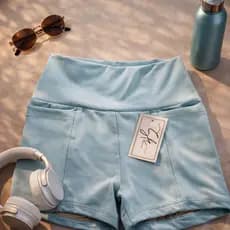 Shorts Com Bolso Lateral Forrado Frente Costa Feminino Academia