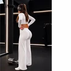 Leg Wide Sem Costura Na Frente Boca Larga Academia Ioga Gringa feminina Zero Trasparência