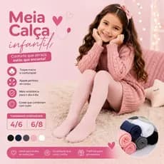 Meia Calça Infantil 4 a 5 Anos Inverno Menina Quente Macia Confortável Térmica Peluciada
