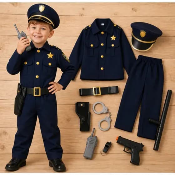 Fantansia Policial Infantil Completa Dia das Crianças Festa Temática Profissão Presente