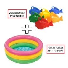 Piscina Inflável Pescaria Festa Junina Julina com 20 Peixinhos de Plástico Quermesse Barraca Pesca