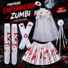 Fantasia Noiva de Sangue Saia Meia Luva Halloween Terror Festa Carnaval Halloween