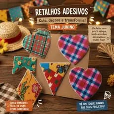 Retalho Adesivo Festa Junina Remendo Pano Quadrilha Arraial Quermesse São João