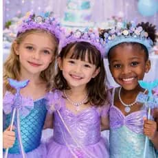 Kit Sereia Coroa e Varinha Infantil Fantasia Carnaval Dia das Crianças Decoração Festa Fundo do Mar