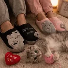 Pantufa Antiderrapante Gatinho Chinelo Gato Fofinho Amantes de Felinos Presente Dia dos Namorados