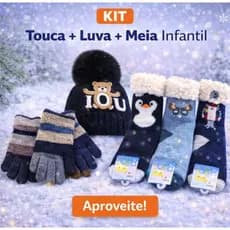 Kit Inverno Completo Infantil Touca Luva Meia Menino Antifrio Quentinho Proteção
