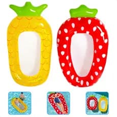 Kit Boia Colchão Cama Inflável Grande Frutas Com Rede Piscina