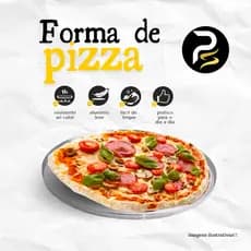 FORMA ASSADEIRA REDONDA PIZZA GRANDE 35CM EM ALUMÍNIO