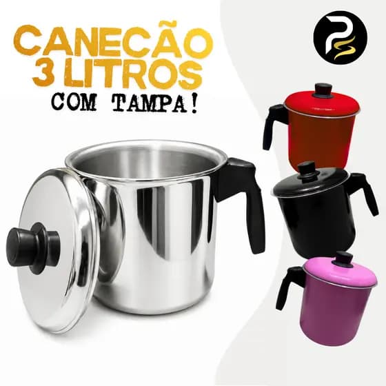 canecão fervedor alumínio 3 litros com tampa varias cores