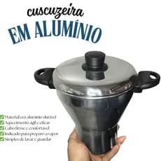 Cuscuzeira de Alumínio com Tampa e Pegadores Laterais – Panela Compacta para Cuscuz