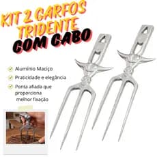 Kit 2 Garfos Tridente para Churrasco em Alumínio Maciço – Pontas Afiadas e Cabo Resistente