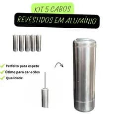 Kit com 5 Cabos para Espeto em Madeira com Revestimento de Alumínio
