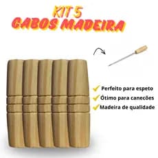 Kit com 5 Cabos em Madeira para Espetos e Canecões Alça Resistente Ergonômica e de Alta Durabilidade