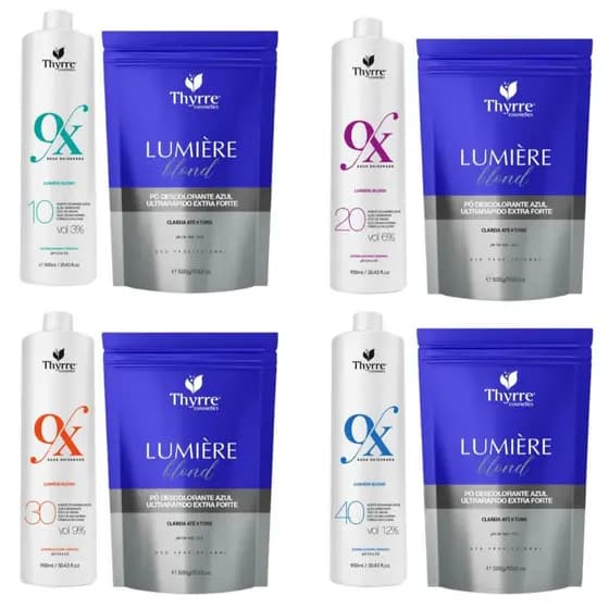 Kit Pó Descolorante Azul + Água Oxigenada Clareia Até 9 Tons Ultra Rápido Thyrre Cosmetics