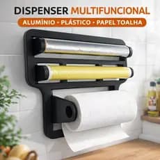 Porta Papel Toalha Triplo Suporte Rolos Para Cozinha 4 em 1