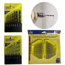 Kit Jogo de Brocas Aço Rapido Aço Carbono Videa  8 e 13 Peças Com Estojo Para Furar Madeira Metal Concreto