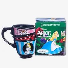 CANECA  ALICE NO PAÍS DAS MARAVILHAS – HORA DO CHÁ- Zonacriativa- Disney  - presente Criativo