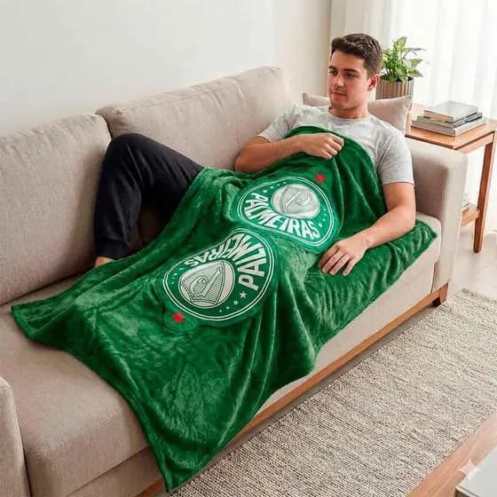 Manta - Almofada Com zíper -  PALMEIRAS-  2 EM 1
