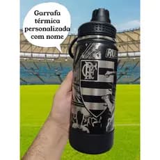 Garrafa Inox Termica Personalizada do Flamengo Com Seu Nome 800ml