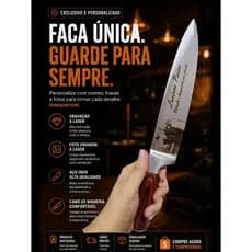 Faca Churrasco Personalizada com Foto e Nome Aço Inox Full Tang
