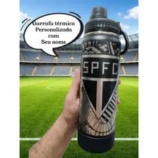 Garrafa Inox Termica Personalizada do São Paulo Com Seu Nome 800ml