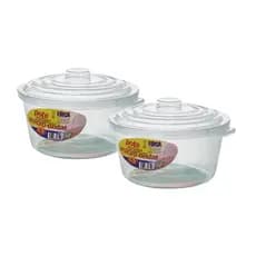 2 Panelas P/ Microondas Multiuso Faz Arroz, Legumes, Etc, 2.5 Litros Pote de Plástico