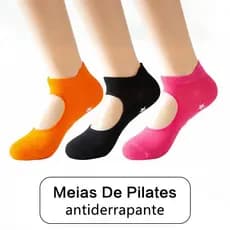 Kit 5/3/1 Pares de Meia de Pilates Yoga Profissional Antiderrapante Respirável Cano Medio Femininas Hidroginástica