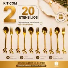 Kit jogo 10 Peças Conjunto De Colher garfo Criativo De Aço Inoxidável Talheres De Ouro Café