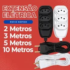 Extensão elétrica 2 Metros Extensão de Energia 3 Tomadas com 3 metros 5 metros 10 metros Regua