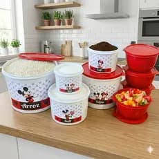 Kit Potes Plasticos 5 Mantimentos + 4 Potes Redondos Linha Encanto