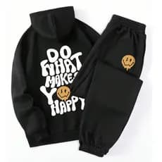 Conjunto de Moletom Feminino Estampado Cordão Revestido Térmico Calças de Treino & Capuz