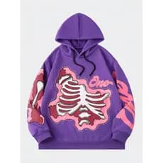 Moletom Canguru ROMWE Street Life Esqueleto Transparente unissex Estilo de Rua