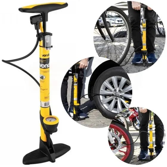 Bomba De Ar Vonder Com Mangueira DE 70CM E Manômetro Para Encher Pneus, Bolas, Bexigas