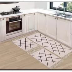 conjunto de tapete para cozinha 3 peças. 1 passadeira 2 tapetes .