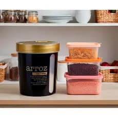 Kit Mantimentos Cozinha Porta Arroz + 12 Potes Multiuso Organizadores De Cozinha Multiuso