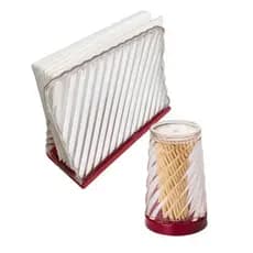 Kit Porta Guardanapo e Paliteiro Plasútil Linha Twist para Mesa Elegante, Organização e Decoração Completa