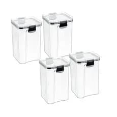 Kit 4 Potes Herméticos 1,45L Porta Mantimentos Empilháveis Organizador Porta Tempero Multiuso