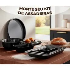 Monte Seu Kit De Forma Assadeira Variadas Revestimento Antiderrapante Para Pizza, Cupacake e Pão