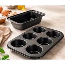 Jogo 2 Formas Cozinha Prática Para Pão Tortas Muffins E Cupcakes