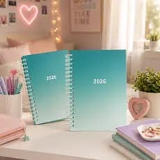 Kit 2 Agendas 2026 Espiral Diária Planner Aurora Luxol 168 Folhas A5 Capa Dura