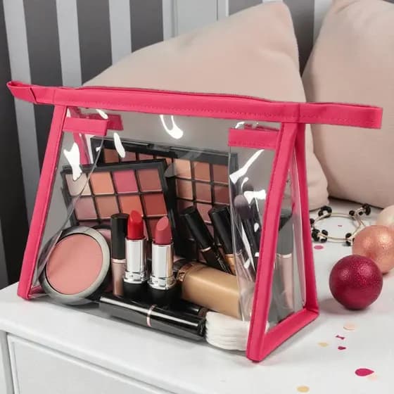 Necessaire Kit 20 Peças Plastico Cristal Ziper Varias Cores Com Nfe Envio Imediato