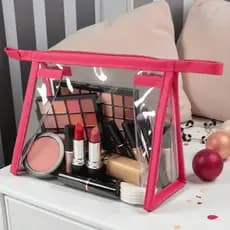 Necessaire Kit 25 Peças Plastico Cristal Ziper Varias Cores Com Nfe Envio Imediato