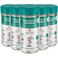 Kit 5 Malato De Magnésio 120 Cápsulas 500mg Puro - Meissen Original