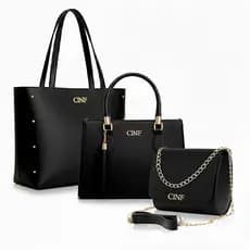 Kit Bolsa Feminina Grande De Ombro Transversal De Mão 3 Peças