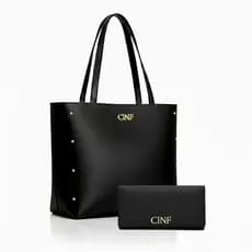Kit Bolsa Feminina Sacola Grande De Ombro E Carteira