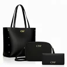 Bolsa Feminina Kit 3 Sacola Grande Transversal e Carteira